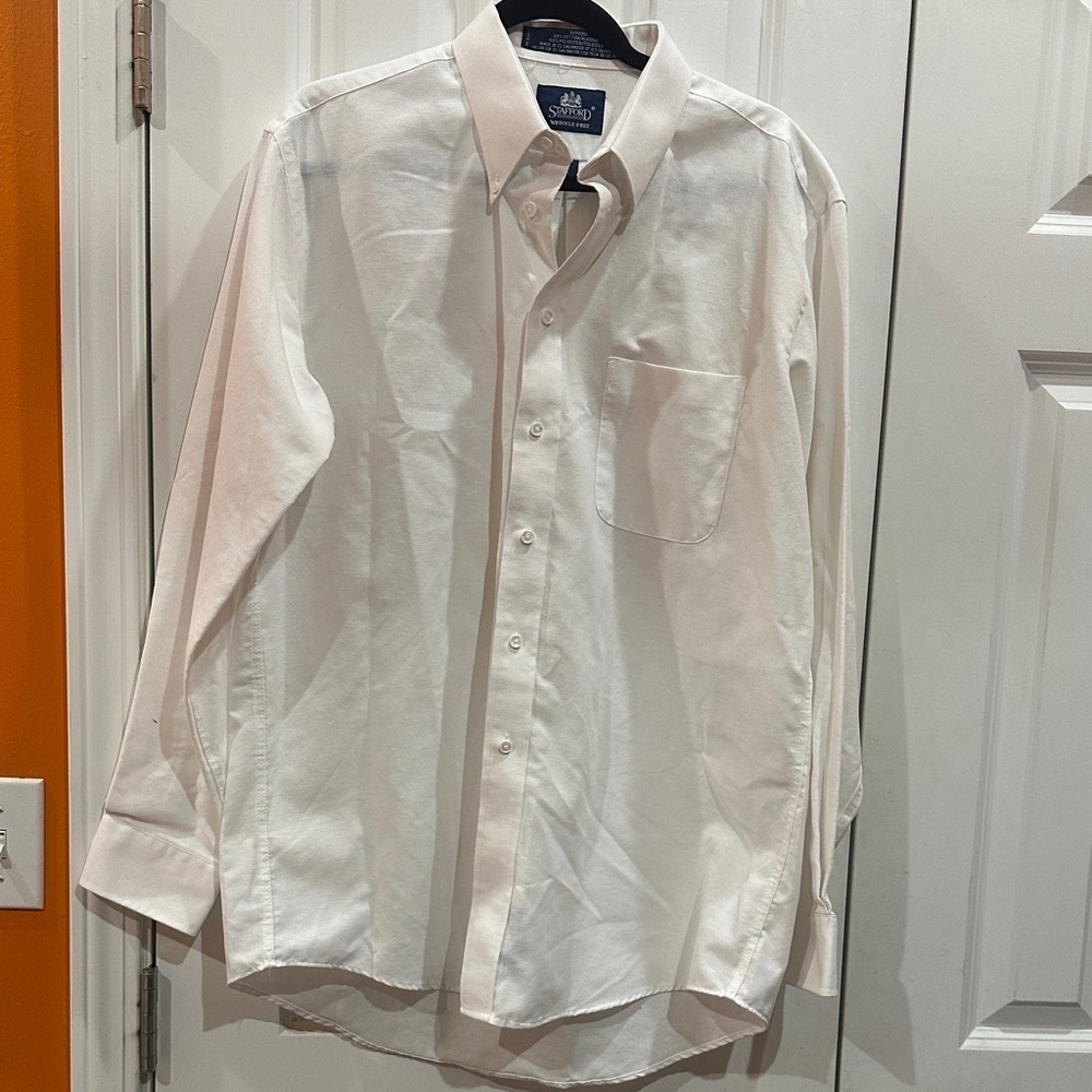 NWOT Stafford Men's White Dress Shirt size 16